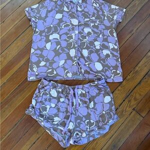 Stars Above Purple and White Floral Pajama Set
